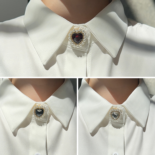 Button cover with heart jewels