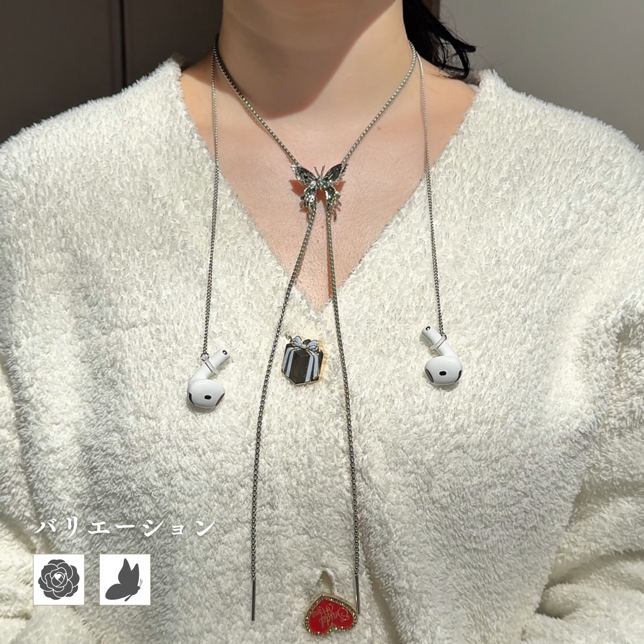 【3way】イヤホン×ジュエルネックレス