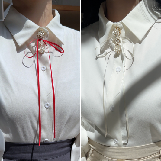 Button cover ribbon x pearl