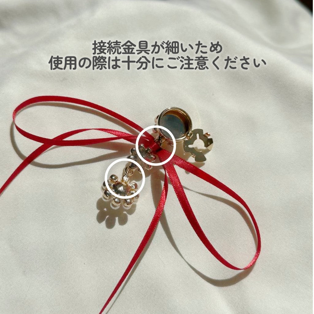 ボタンカバー リボン×パール